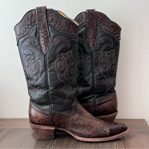 Corral Brown Leather Embroidered Western Cowboy Boots Womens size 9 - Picture 5 of 12
